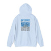 "Detroit Fans NEVER WAVER w Leopard Football" Inspirational Wear Unisex Heavy Blend™ Hooded Sweatshirt