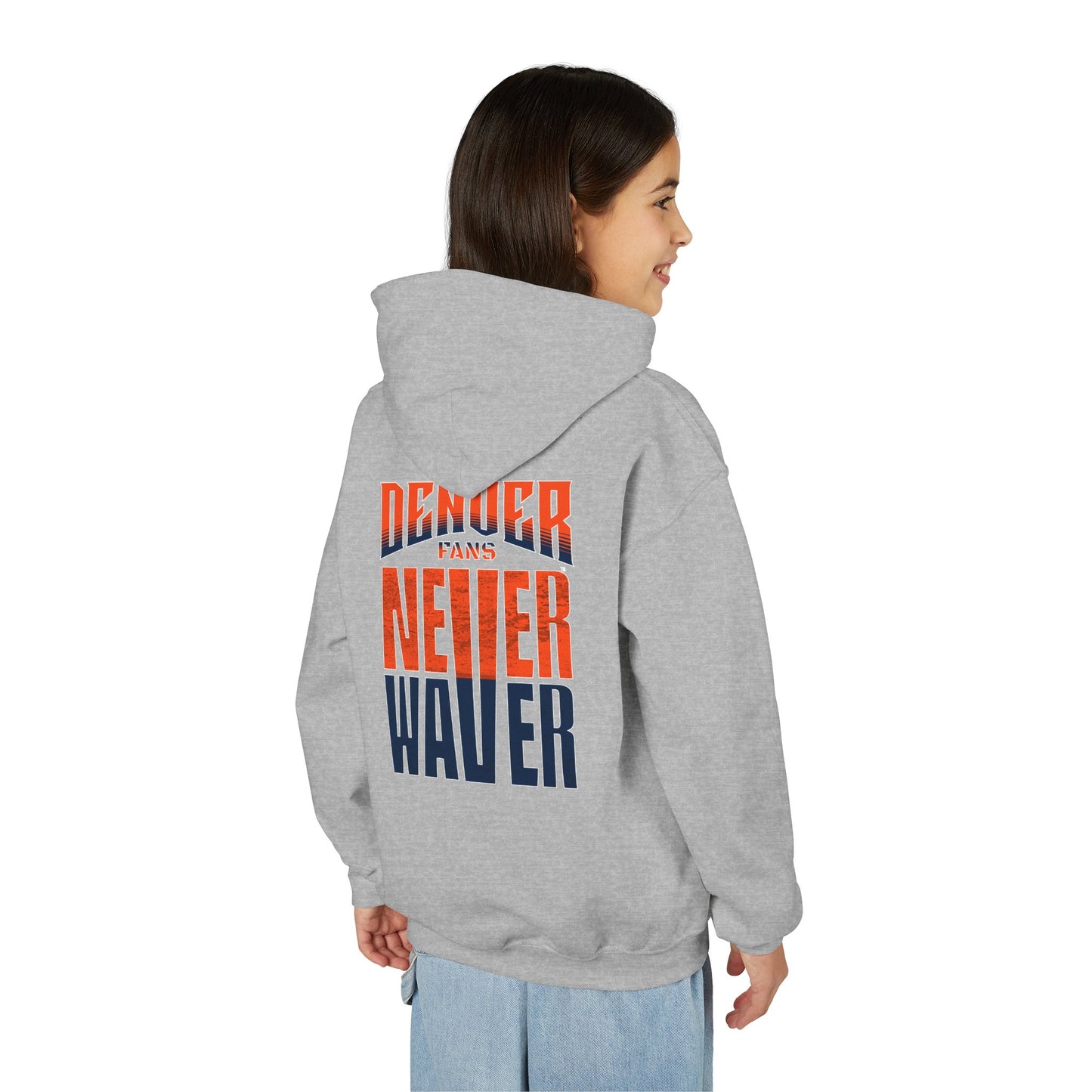 Denver Fans Never Waver Youth Heavy Blend Hoodie Sweatshirt