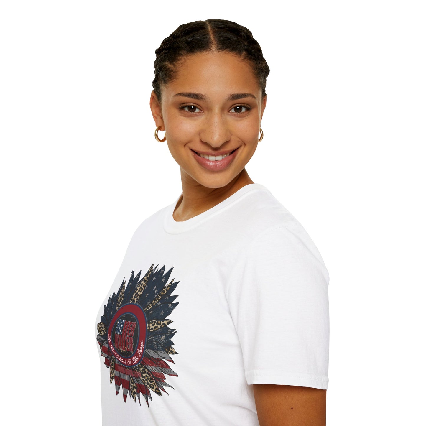 Never Waver Be Red White & a Little Bougie Unisex Softstyle T-Shirt
