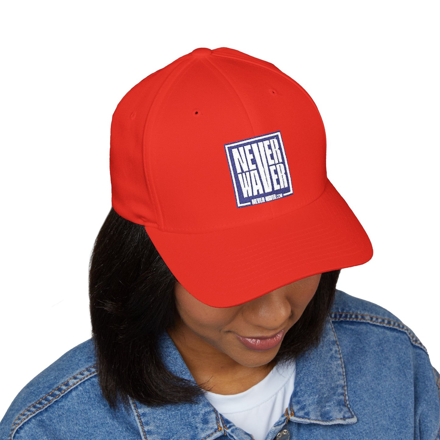 Never Waver Embroidered Baseball Cap — Minimal Graphic Structured Hat