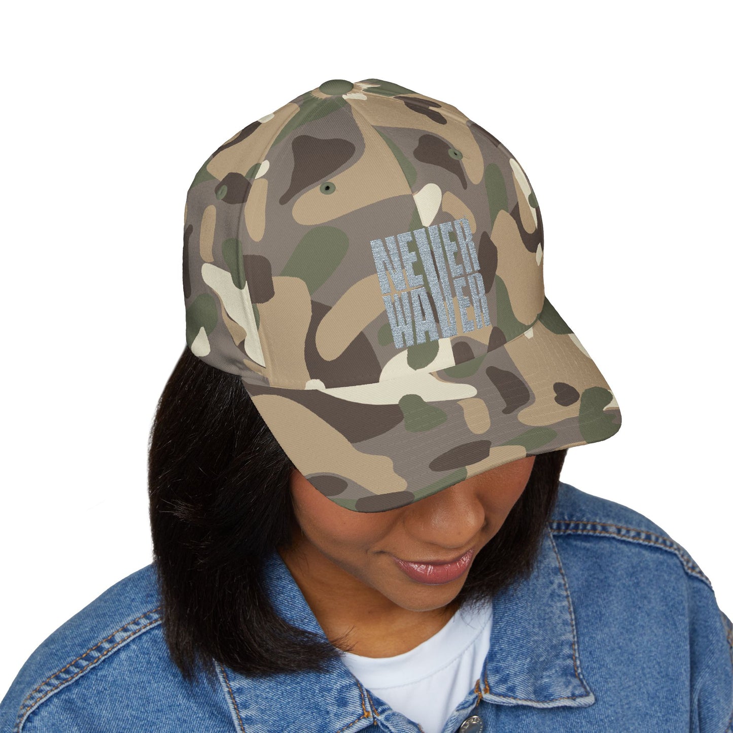 Never Waver Embroidered Motivational Baseball Cap