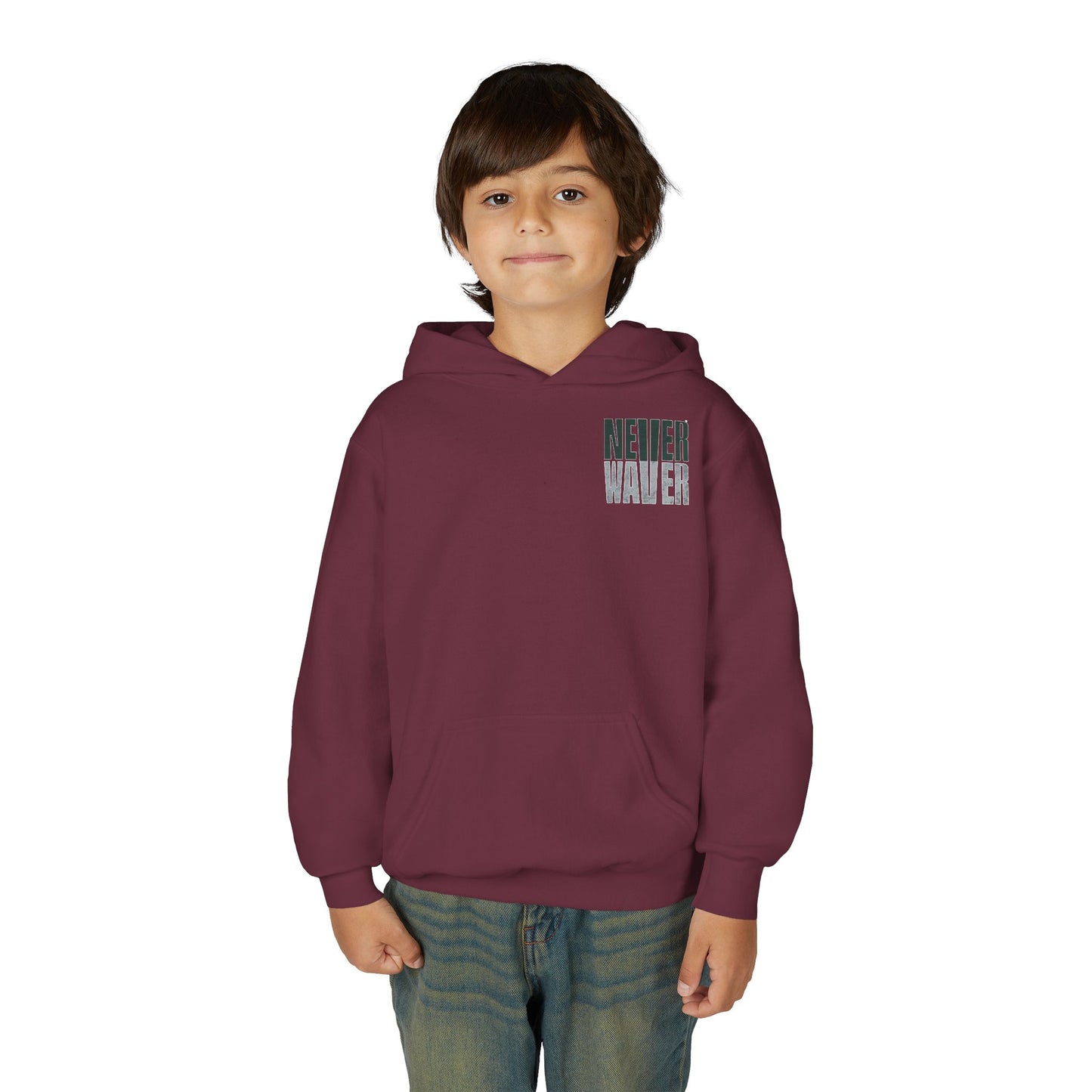Philadelphia Fans Never Waver Youth Heavy Blend Hooded Sweatshirt