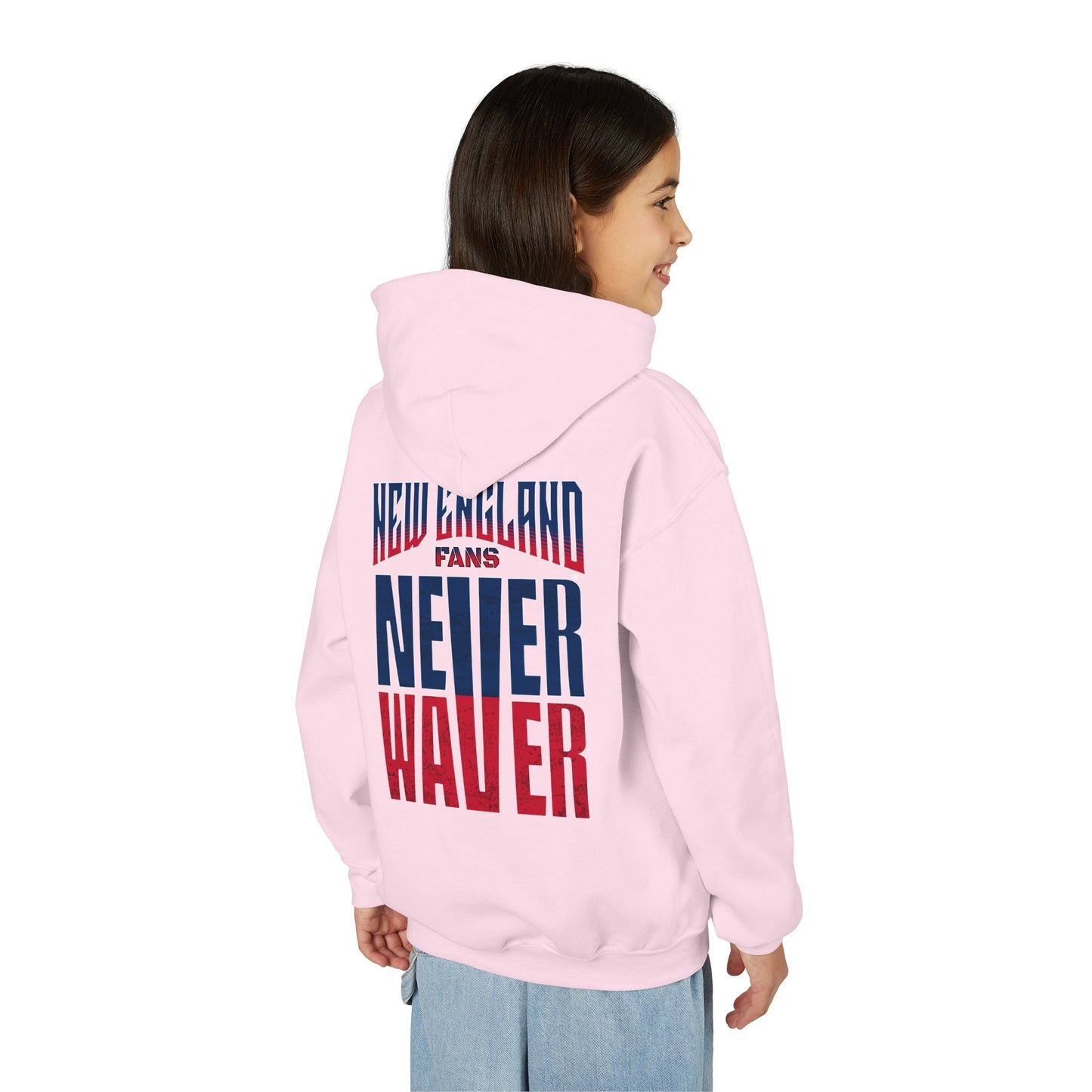 New England Fans Never Waver Youth Heavy Blend Hooded Sweatshirt