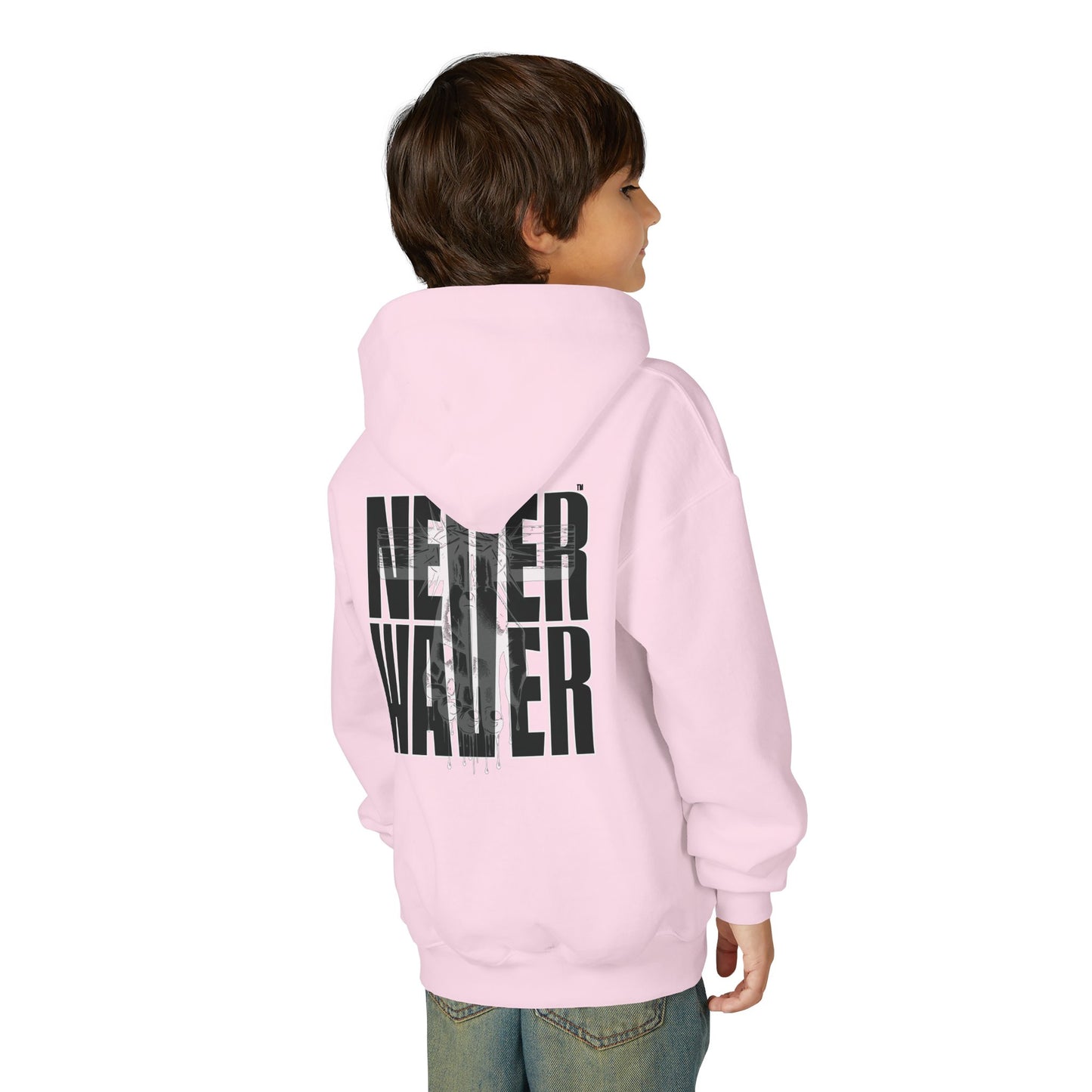 "Never Waver” Jesus a bold, eye-catching design that reflects a steadfast faith and confidence in Christ. " Sweatshirt for Young
