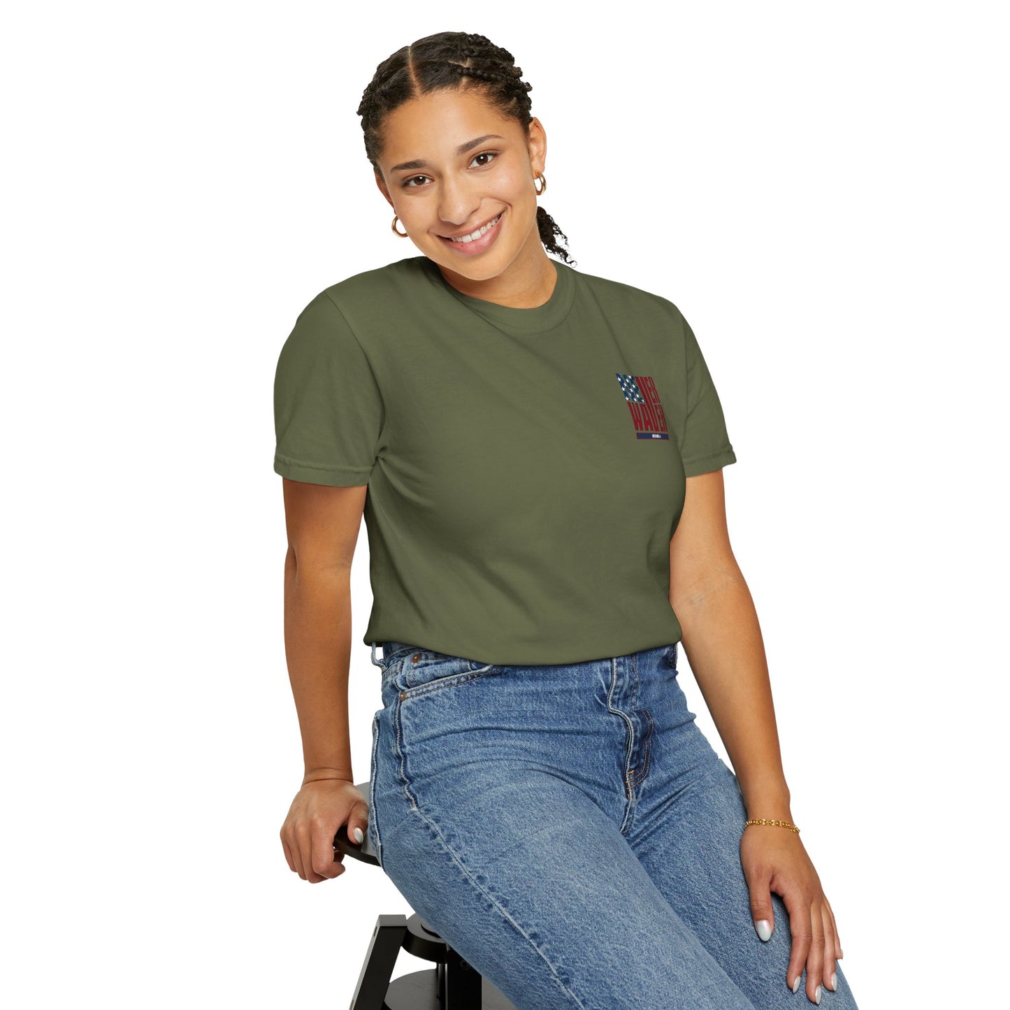 'Never Waver' Design Patriotic Unisex Garment-Dyed T-Shirt