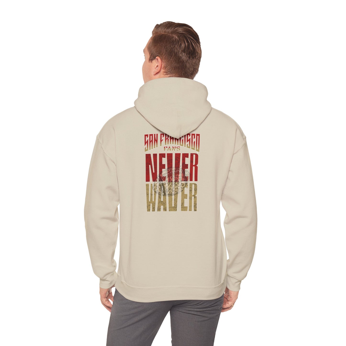San Francisco Fans Never Waver Hoodie w Leopard Football - Unisex Heavy Blend Sweatshirt