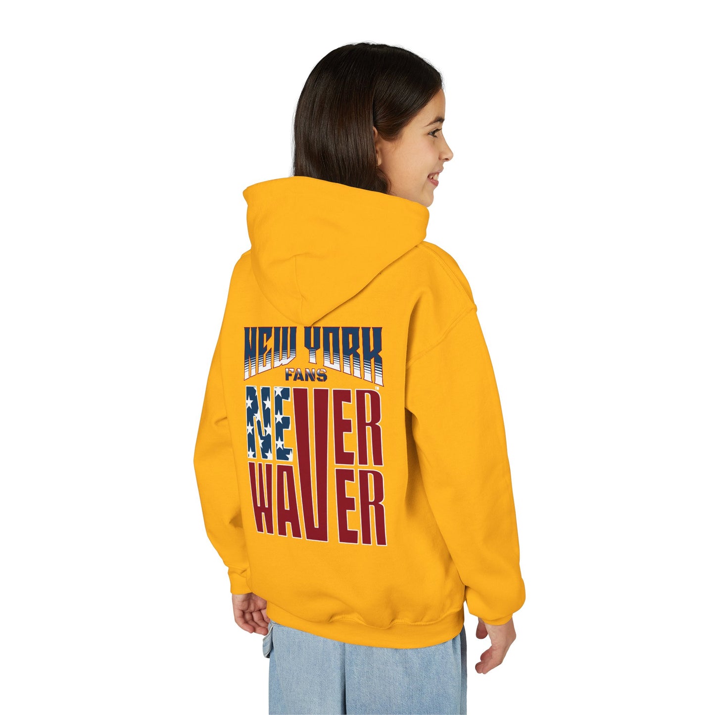 New York Fans Never Waver Youth Heavy Blend Hooded Sweatshirt