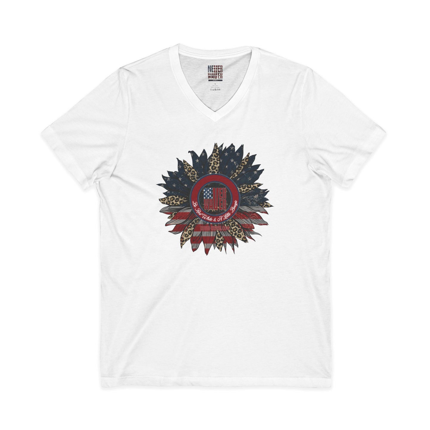 Unisex V-Neck Tee - Never Waver Be Red White & A little Bougie T-Shirt