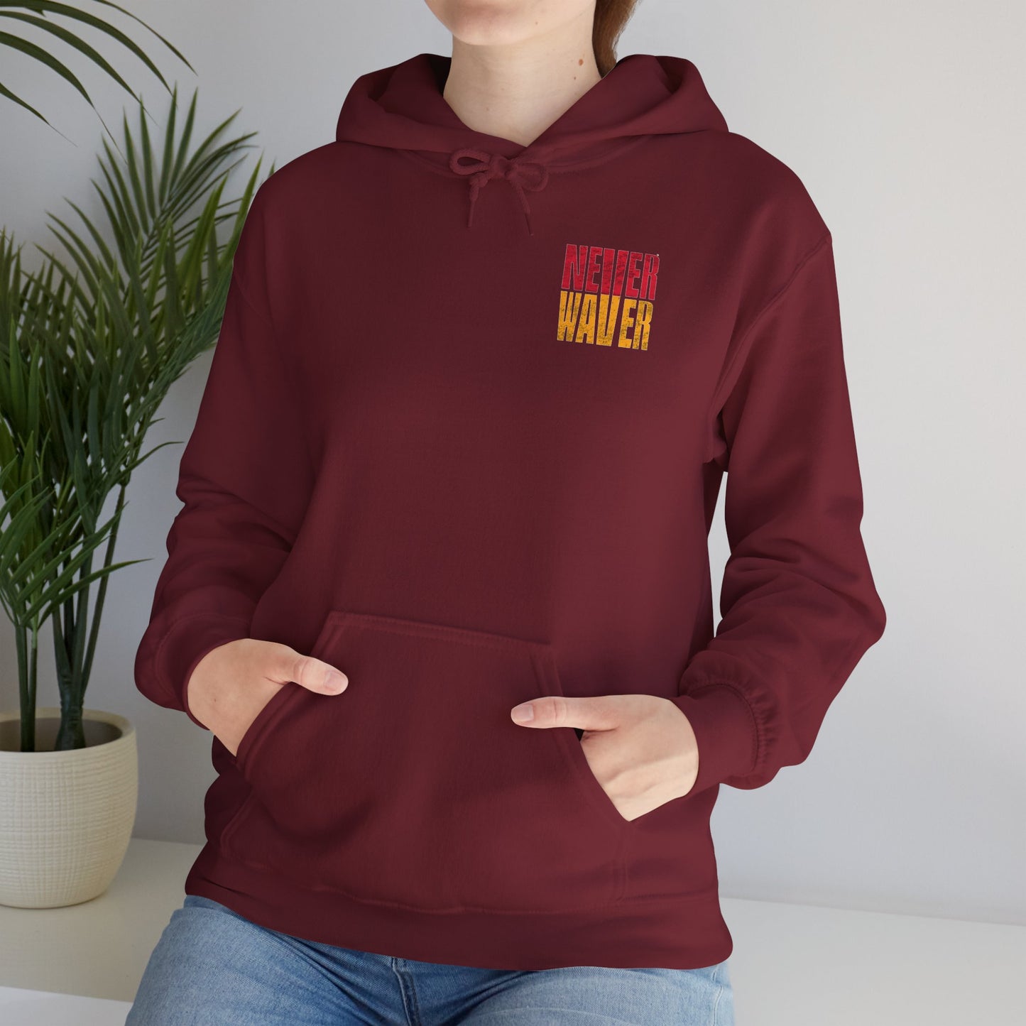 Kansas Fans Never Waver W-Leopard Football Unisex Heavy Blend™ Hooded Sweatshirt