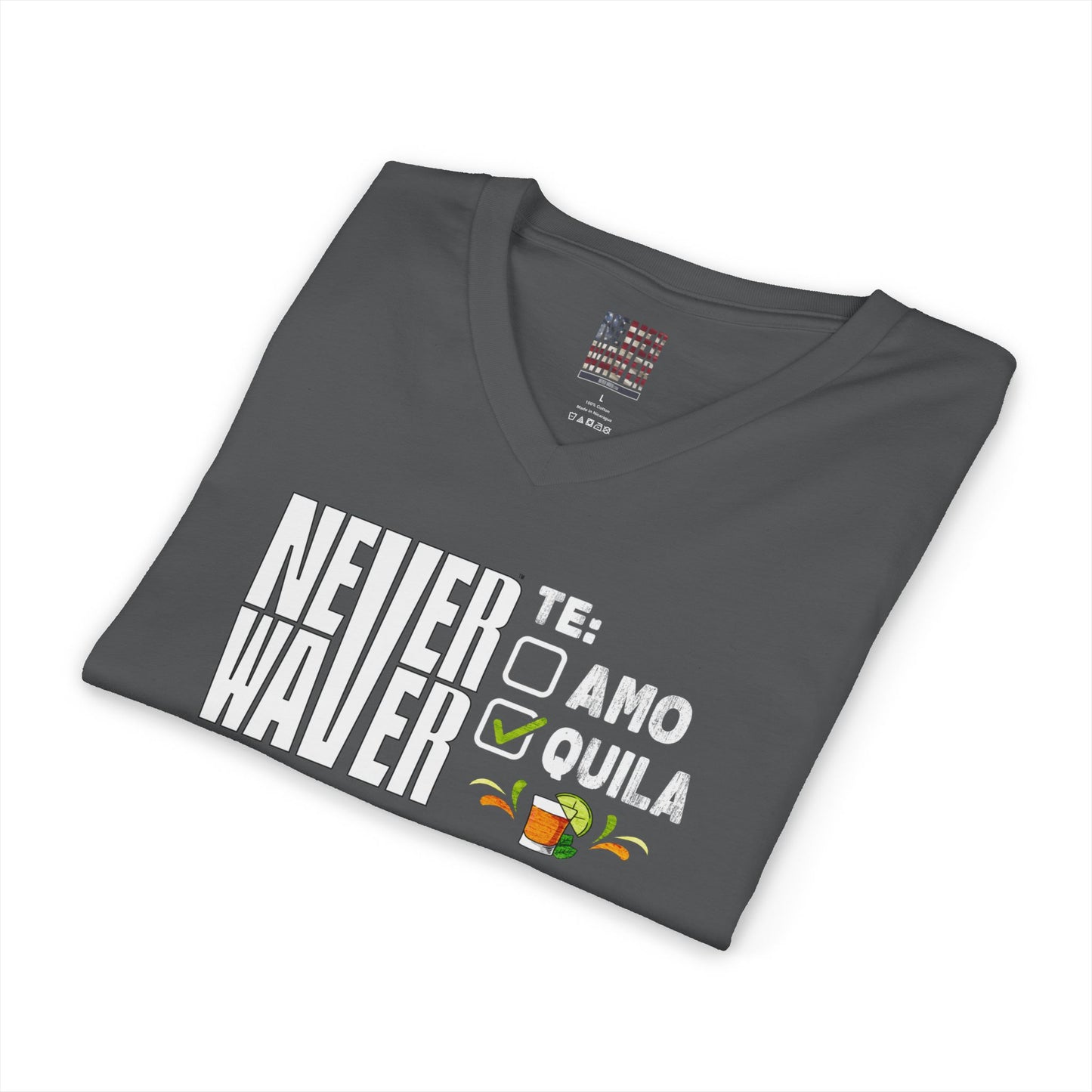 Never Waver TE: [] TEAMO [X} Tequila T-Shirt Unisex V-Neck Tee