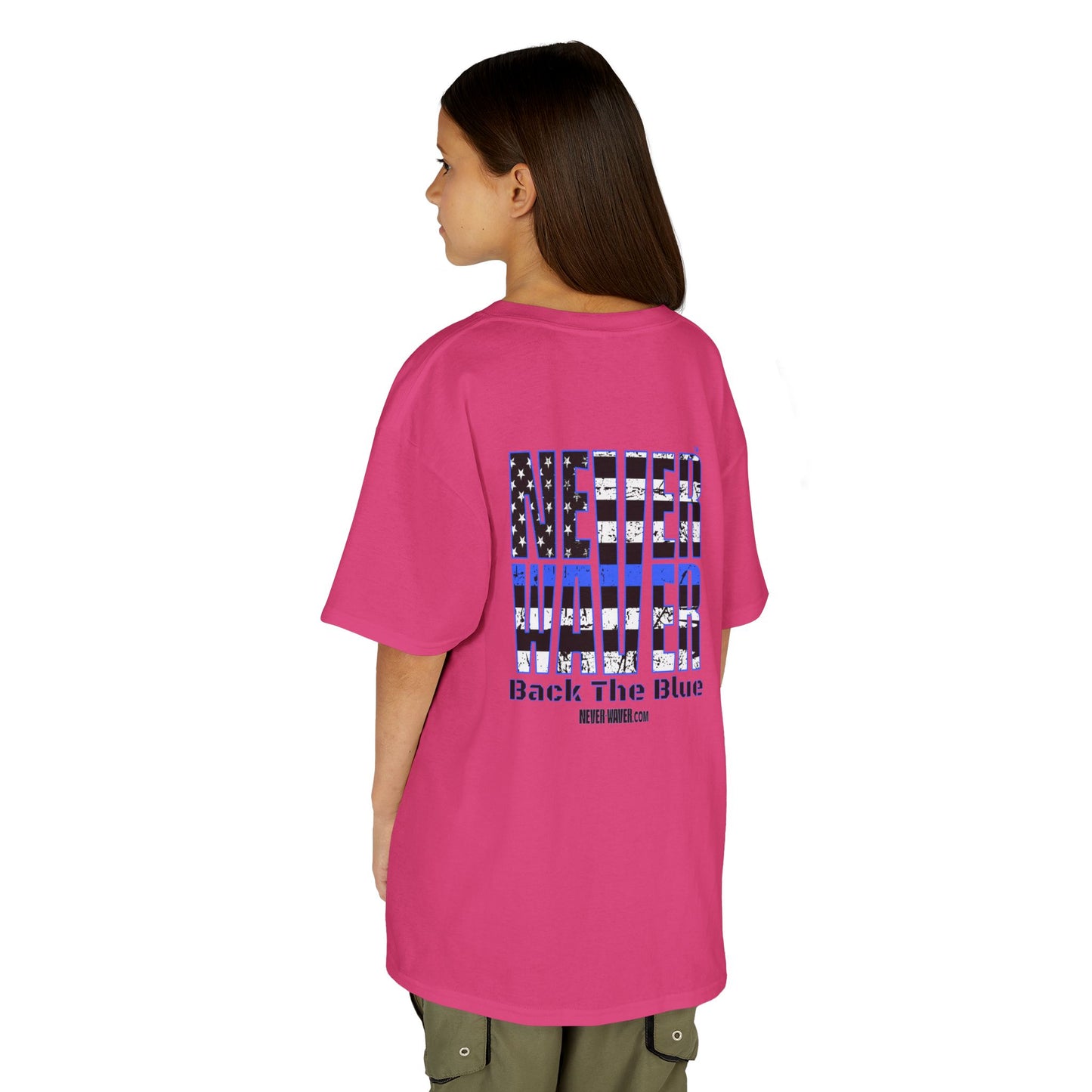 Never Waver Back The Blue  Kids Heavy Cotton™ Tee