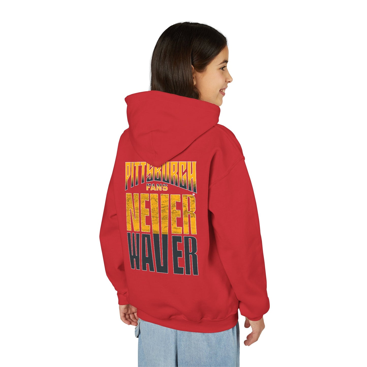 Pittsburgh Fans Never Waver Youth Heavy Blend Hooded Sweatshirt