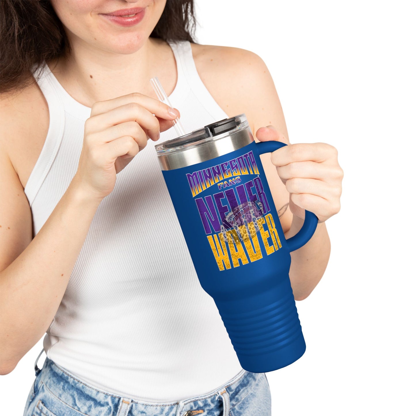Minnesota Never Waver W-Leopard Football Insulated Travel Mug, 40oz