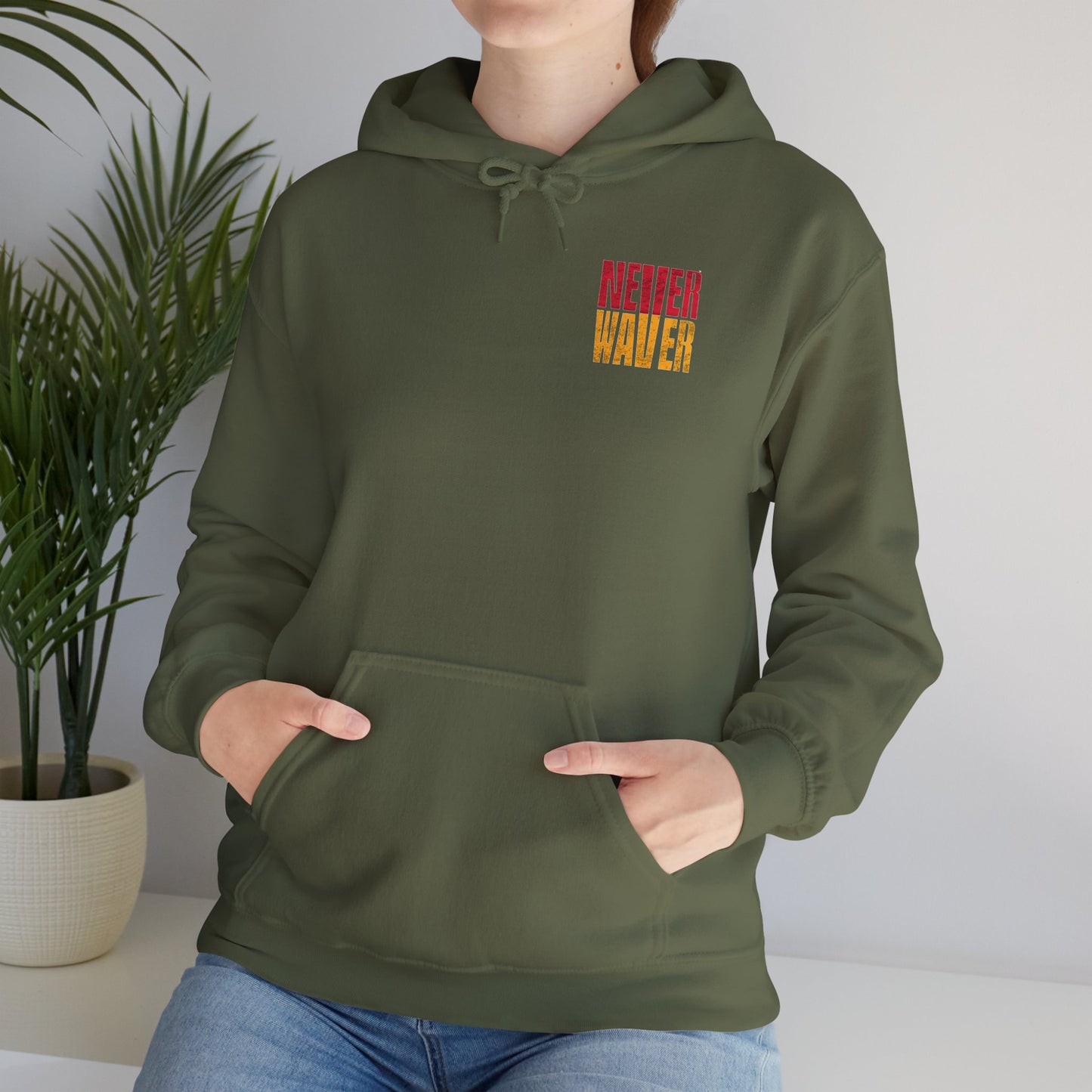 Kansas Fans Never Waver W-Leopard Football Unisex Heavy Blend™ Hooded Sweatshirt