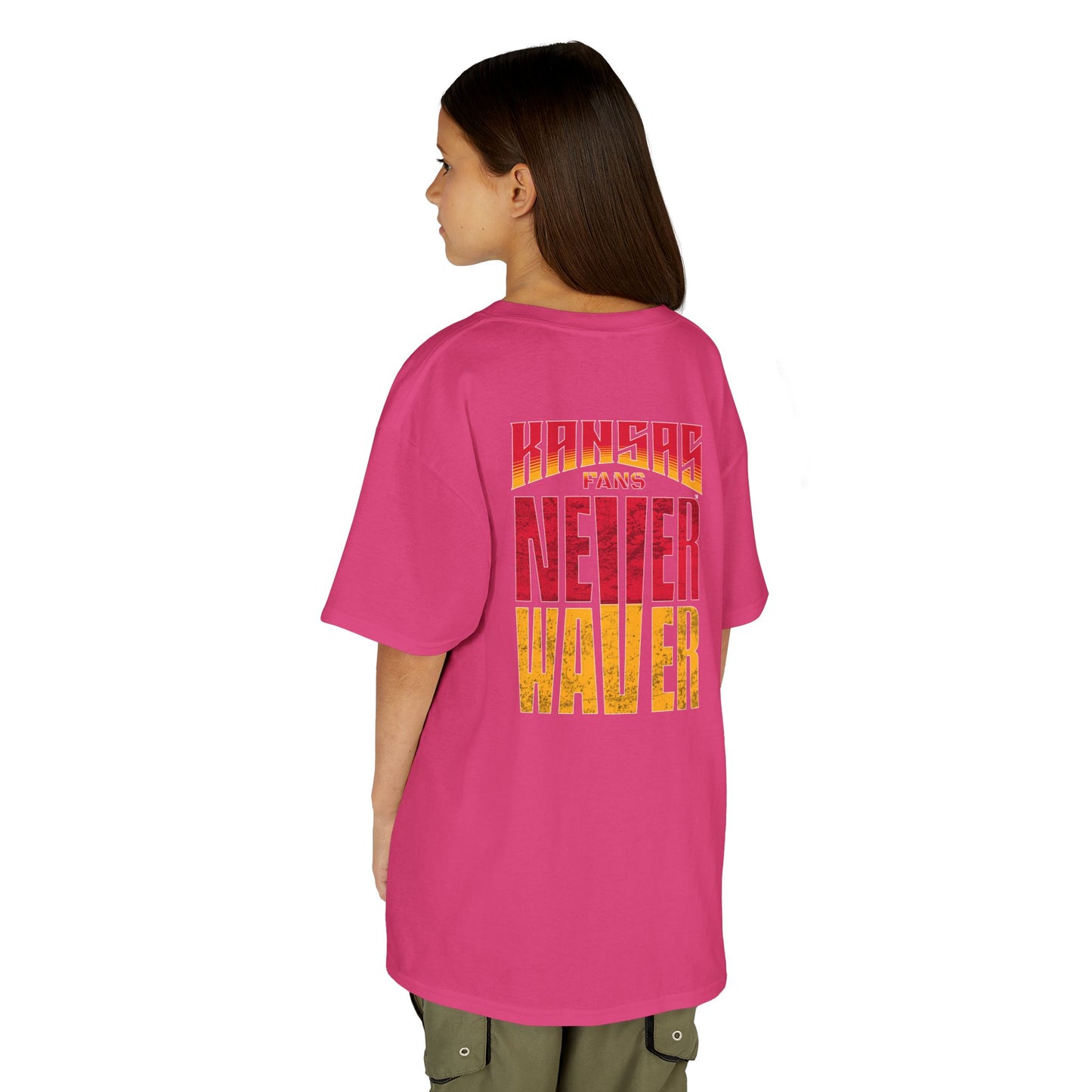 Kansas Fans Never Waver Kids Heavy Cotton™ Tee