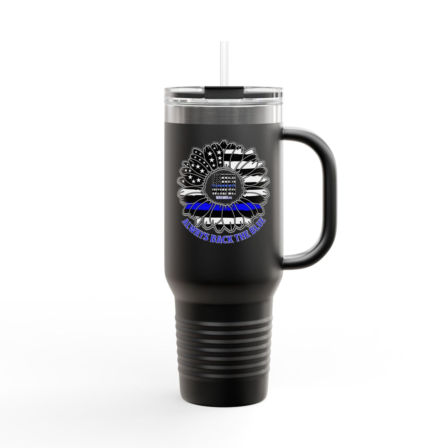 Never Waver Back The Blue 40oz Insulated Travel Mug