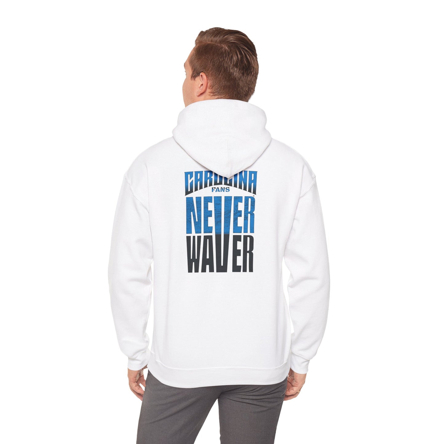 Carolina Fans Never Waver Hooded Sweatshirt | Unisex Heavy Blend™ | Casual Comfort for Fans