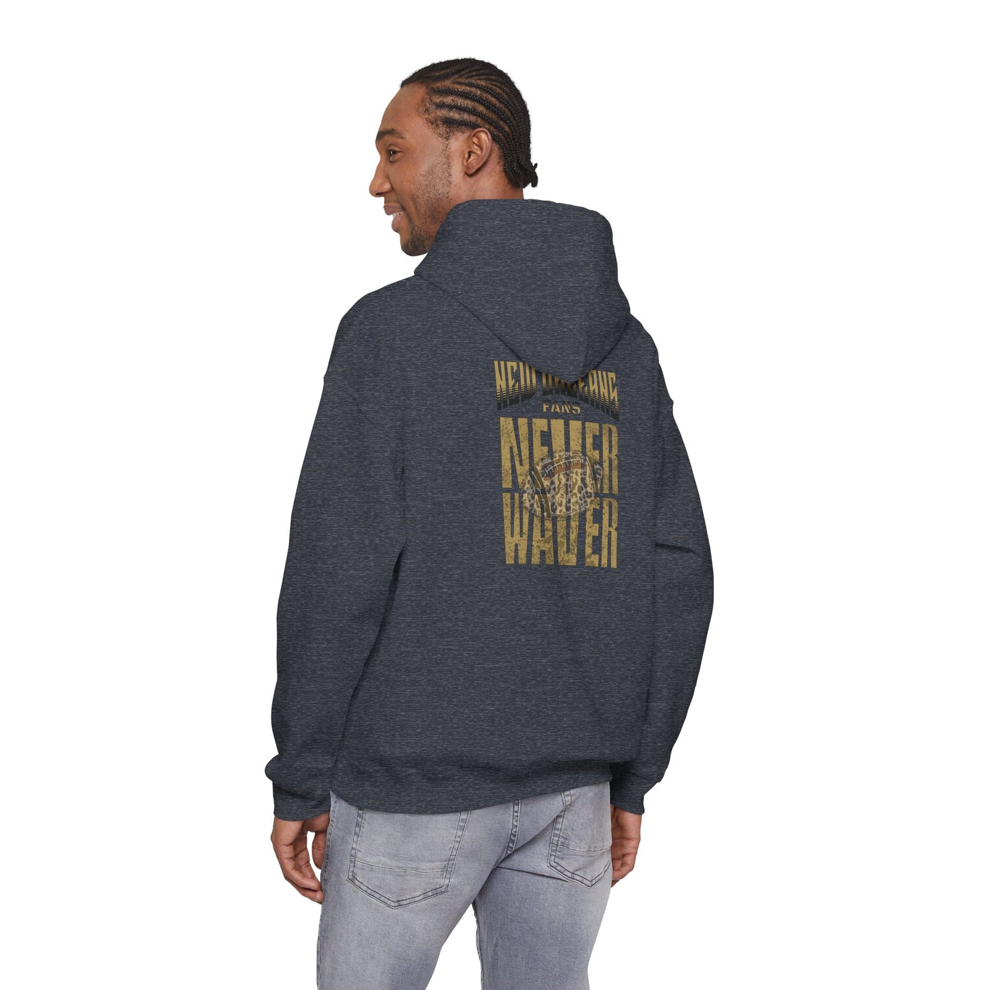 New Orleans Fans Never Waver W Leopard Football Hoodie - Unisex Heavy Blend™ Sweatshirt for Fans