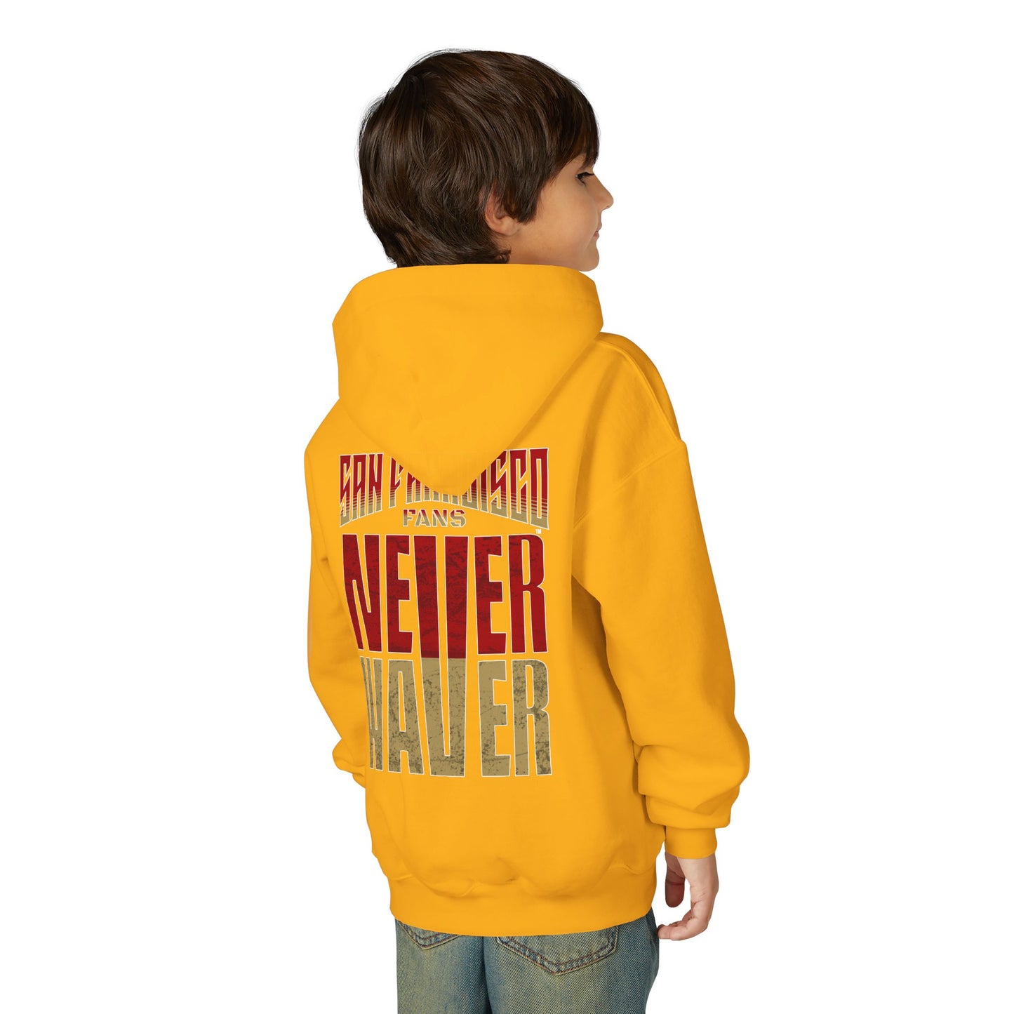 San Francisco Fans Never Waver Youth Heavy Blend Hooded Sweatshirt