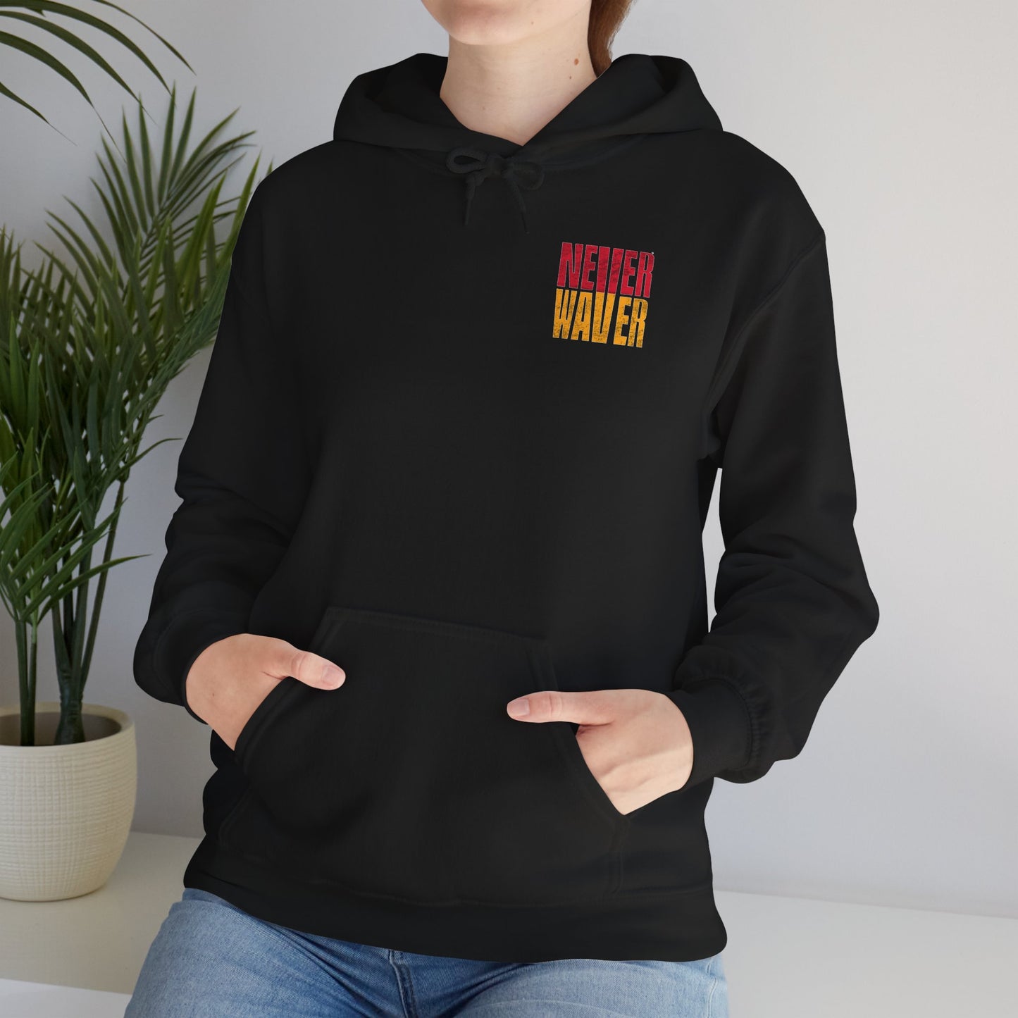 Kansas Fans Never Waver W-Leopard Football Unisex Heavy Blend™ Hooded Sweatshirt