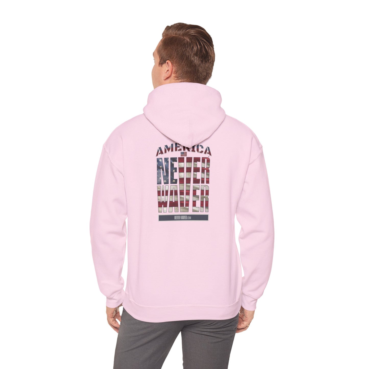 'America Never Waver' Patriotic Unisex Heavy Blend™ Hooded Sweatshirt
