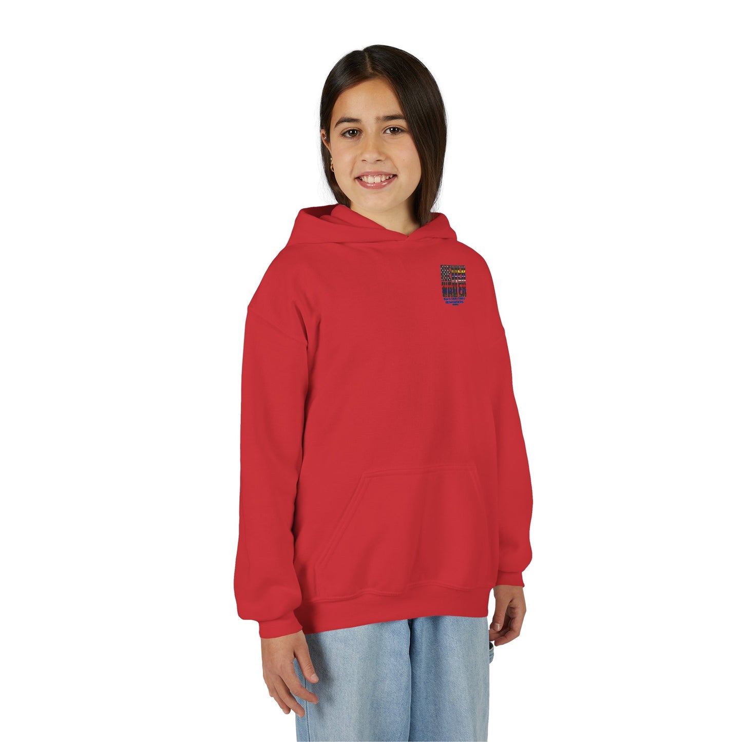 Never Waver Always Back Our First Responders Vintage-Inspired Youth Hoodie with American Flag Design
