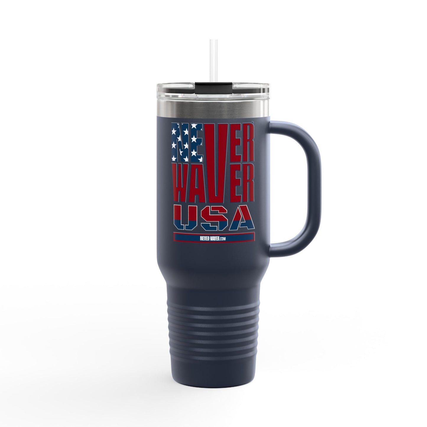 Never Waver USA Insulated Travel Mug, 40oz