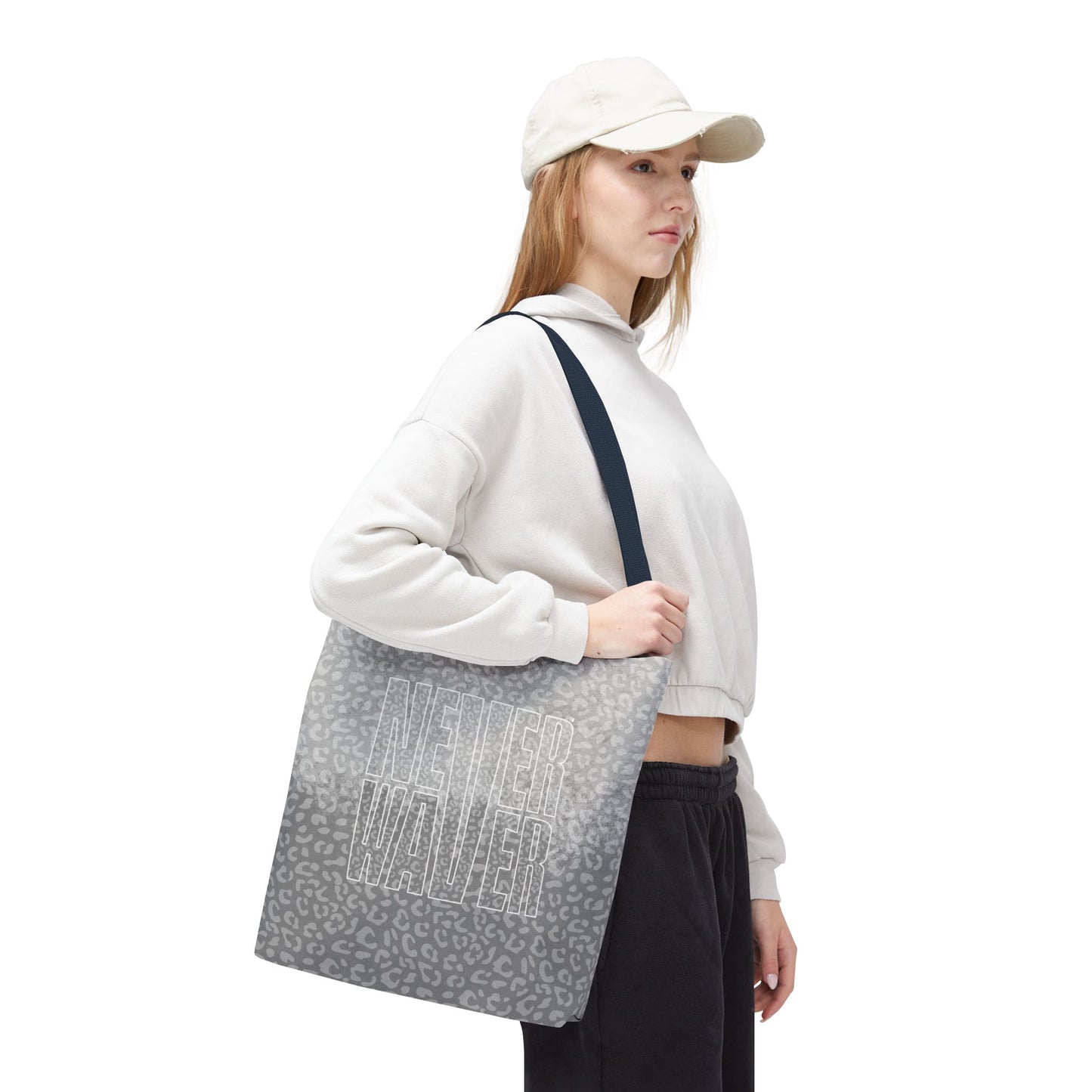 Never Waver Mamma Gray Leopard Tote Bag (AOP)