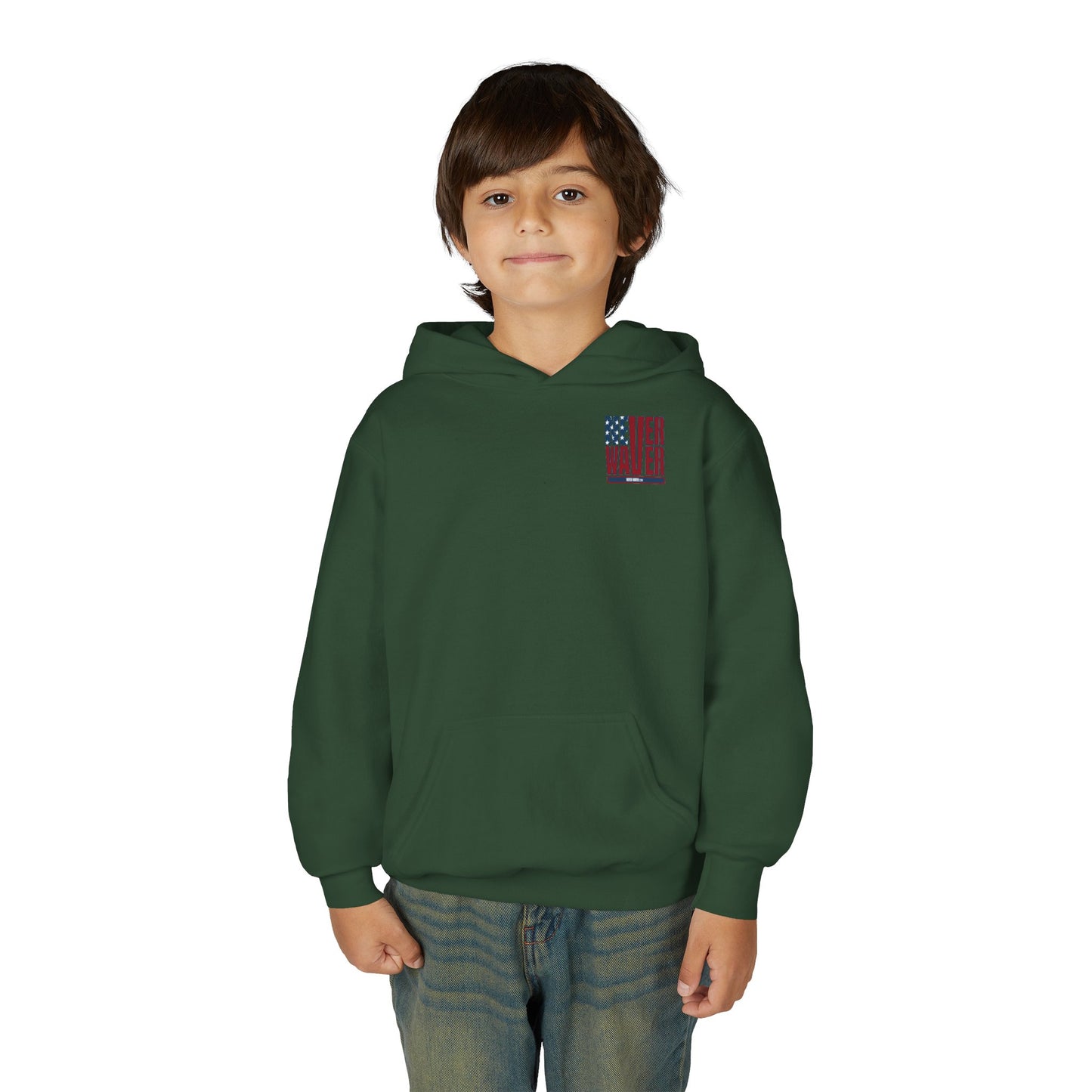 "Never Waver Golf American Flag" Hoodie for Young Golfers