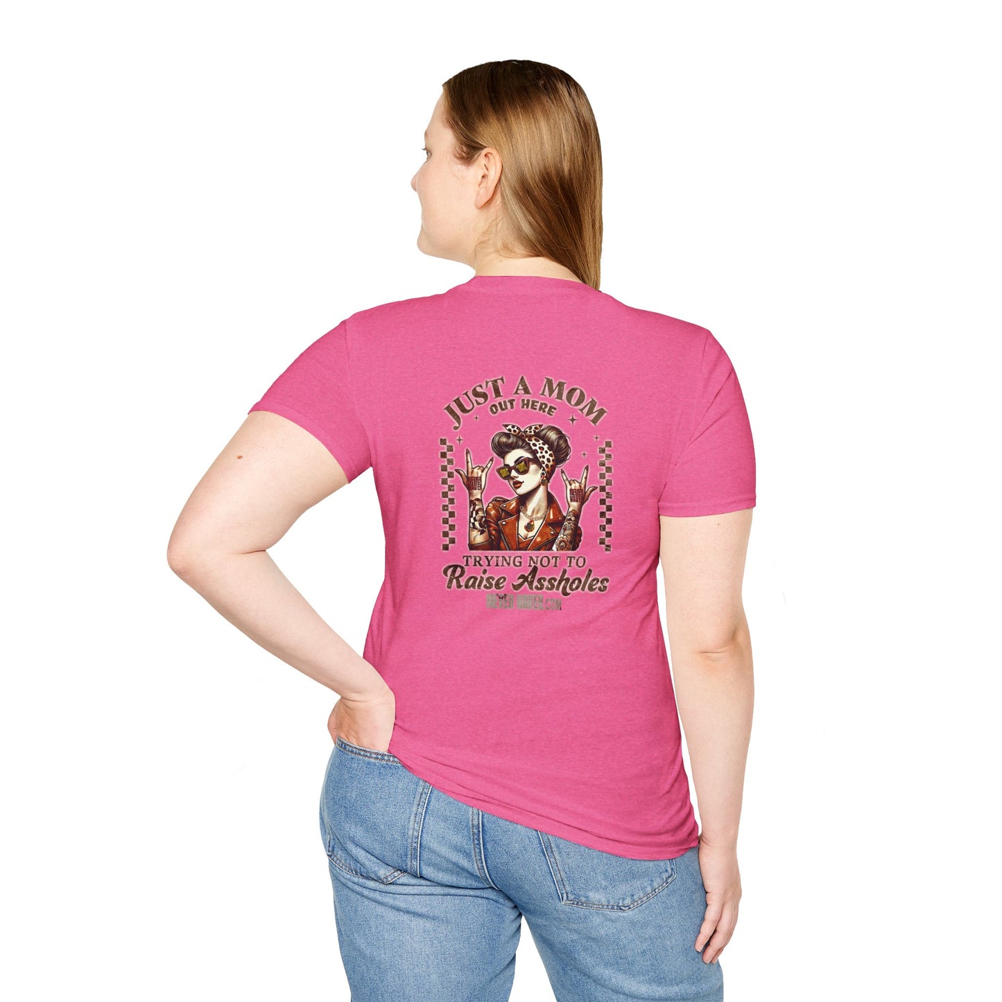 Never Waver Just A Mom Trying Not to Raise A&&holes Unisex Softstyle T-Shirt