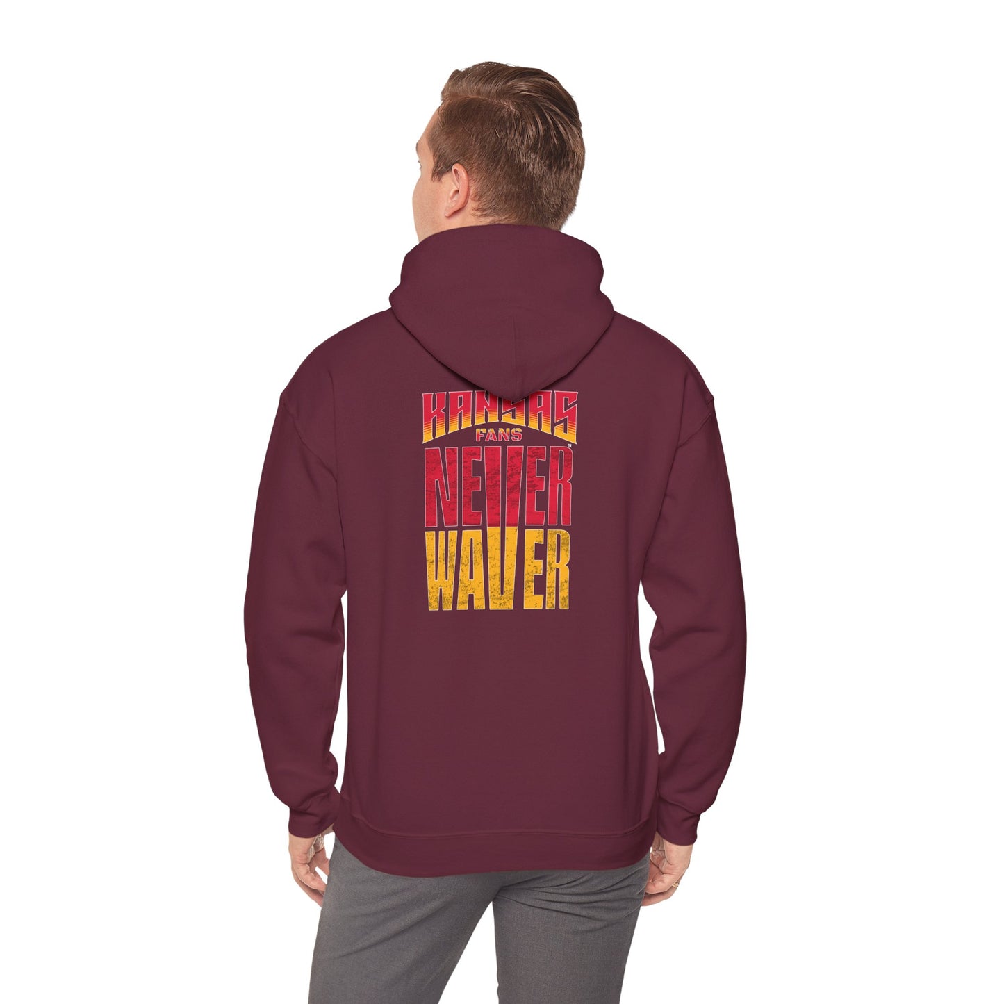 Kansas Fans Never Waver Unisex Heavy Blend™ Hooded Sweatshirt