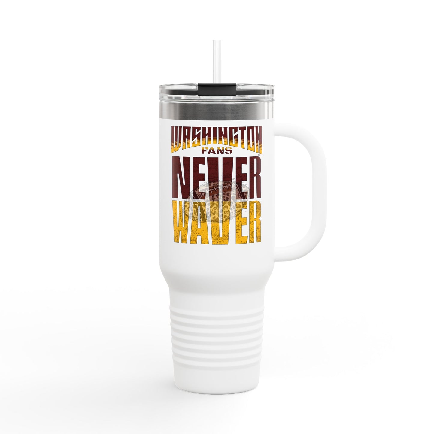 Washington Fans Never Waver W-Leopard Football Insulated Travel Mug, 40oz