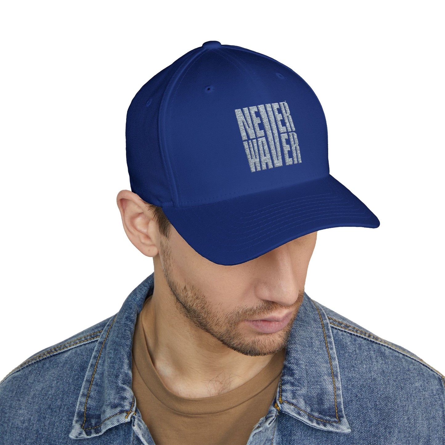 Never Waver Embroidered Motivational Baseball Cap