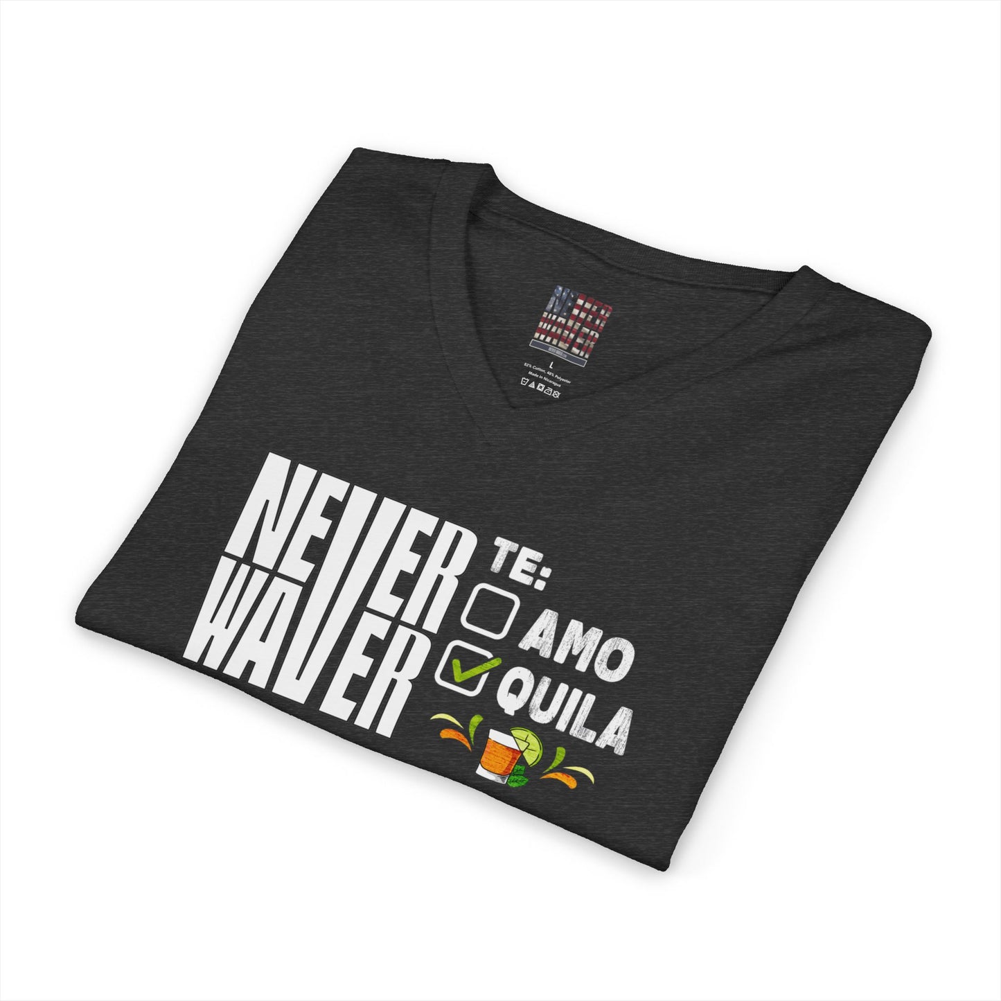 Never Waver TE: [] TEAMO [X} Tequila T-Shirt Unisex V-Neck Tee