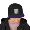 Never Waver Embroidered Square Script Snapback Hat — Bold Monochrome Streetwear