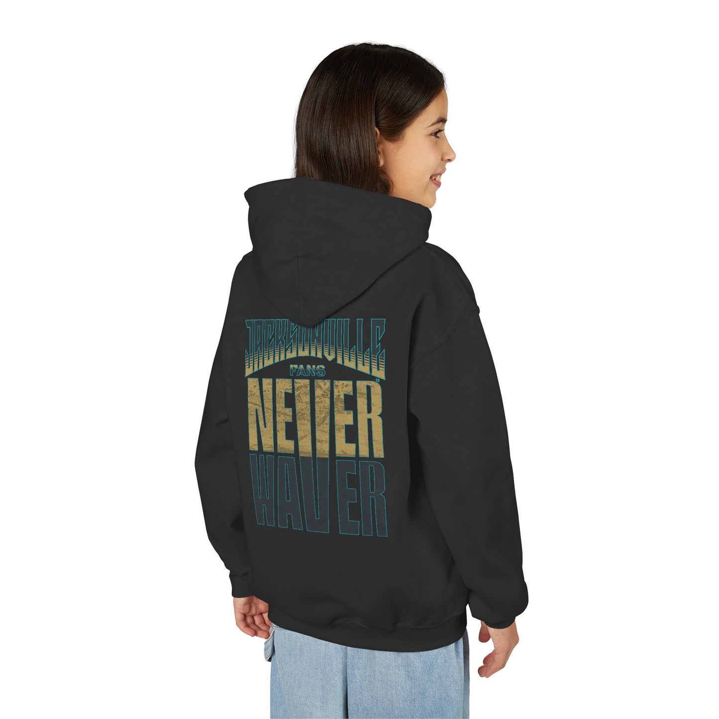Jacksonville Fans Never Waver Youth Heavy Blend Hooded Sweatshirt