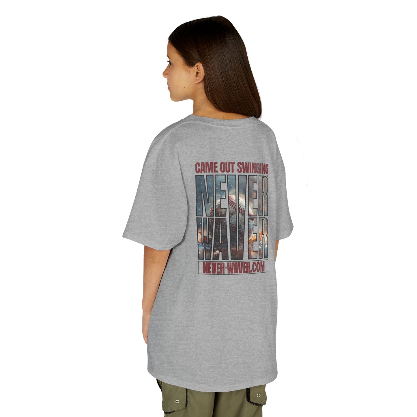 Kids T-Shirt - "Came Out Swinging" Never Waver Graphic Tee (Youth)