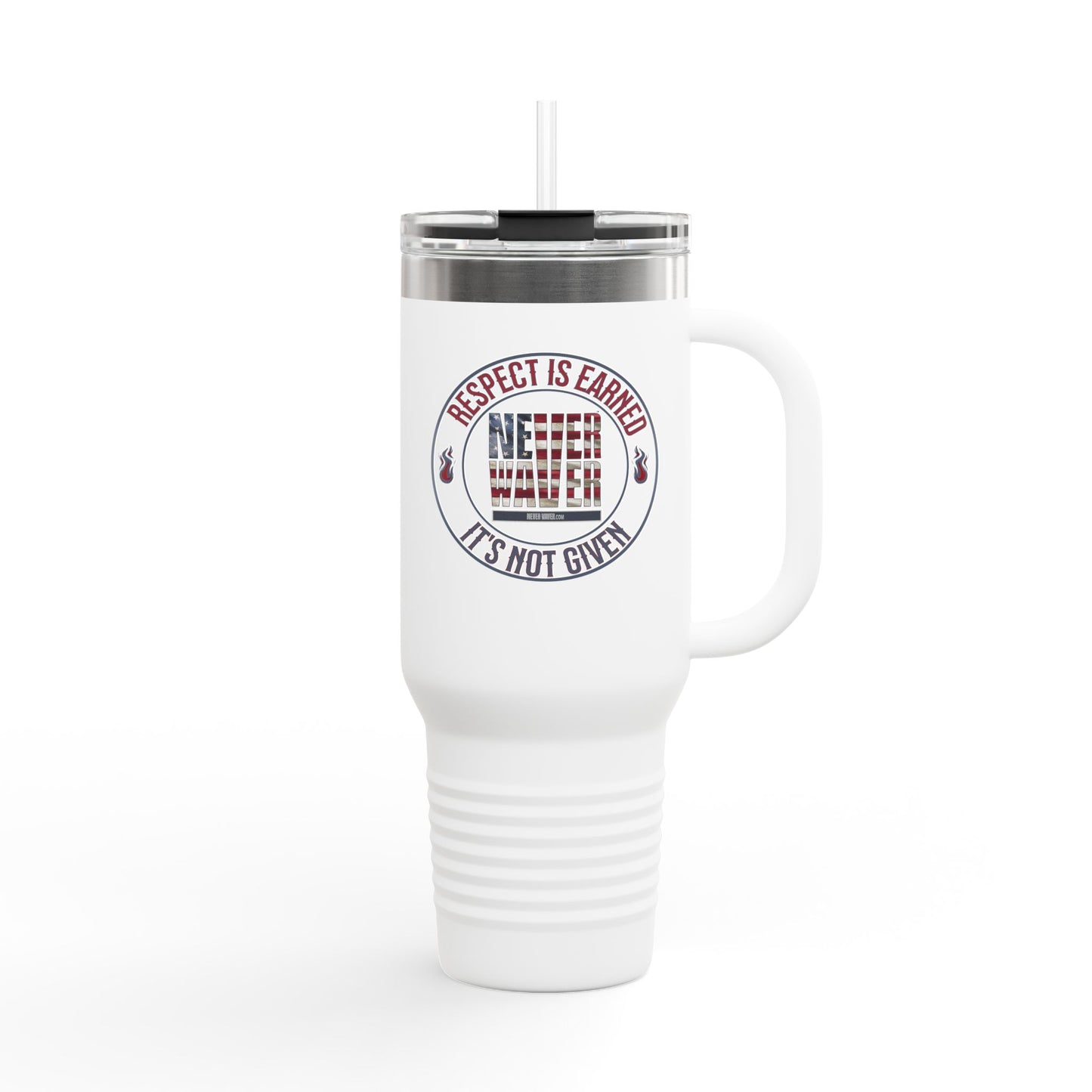 Respect Is Earned 40oz Insulated Travel Mug — Motivational Stainless Tumbler for Commuting & Gym