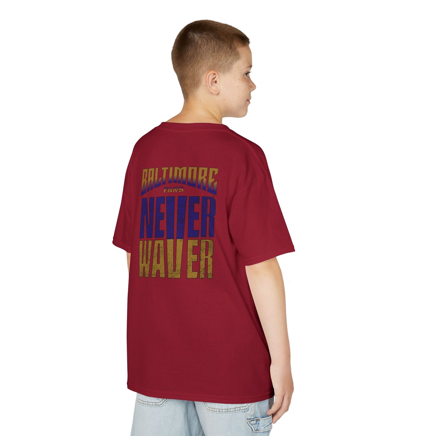 Baltimore Fans Never Waver Kids Heavy Cotton™ Tee