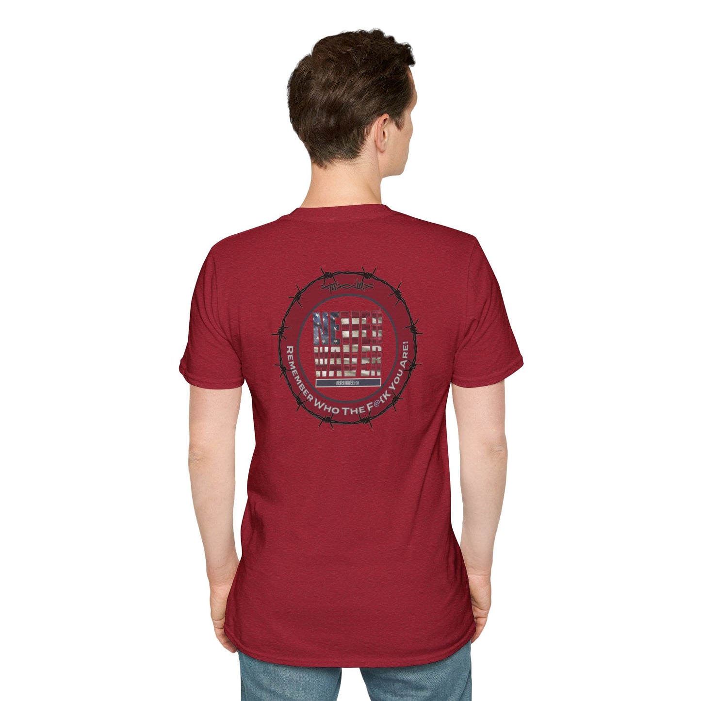 'Never Waver Remember who the F@{k you are' Circular Barbed-Wire Logo Graphic T-Shirt