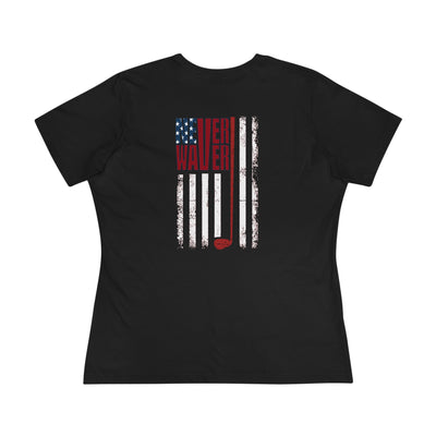 Never Waver American Flag with Golf Club Women's Cotton Tee