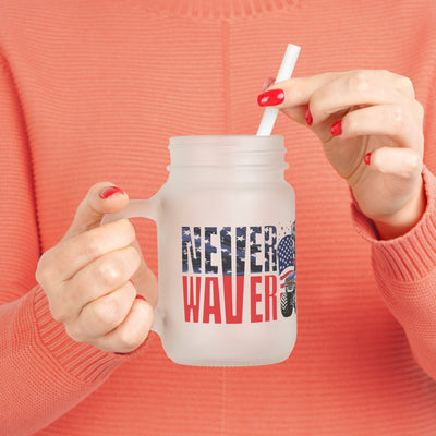 Never Waver Patriotic Dinosaur Mason Jar with Straw - Perfect for 4th of July Celebrations