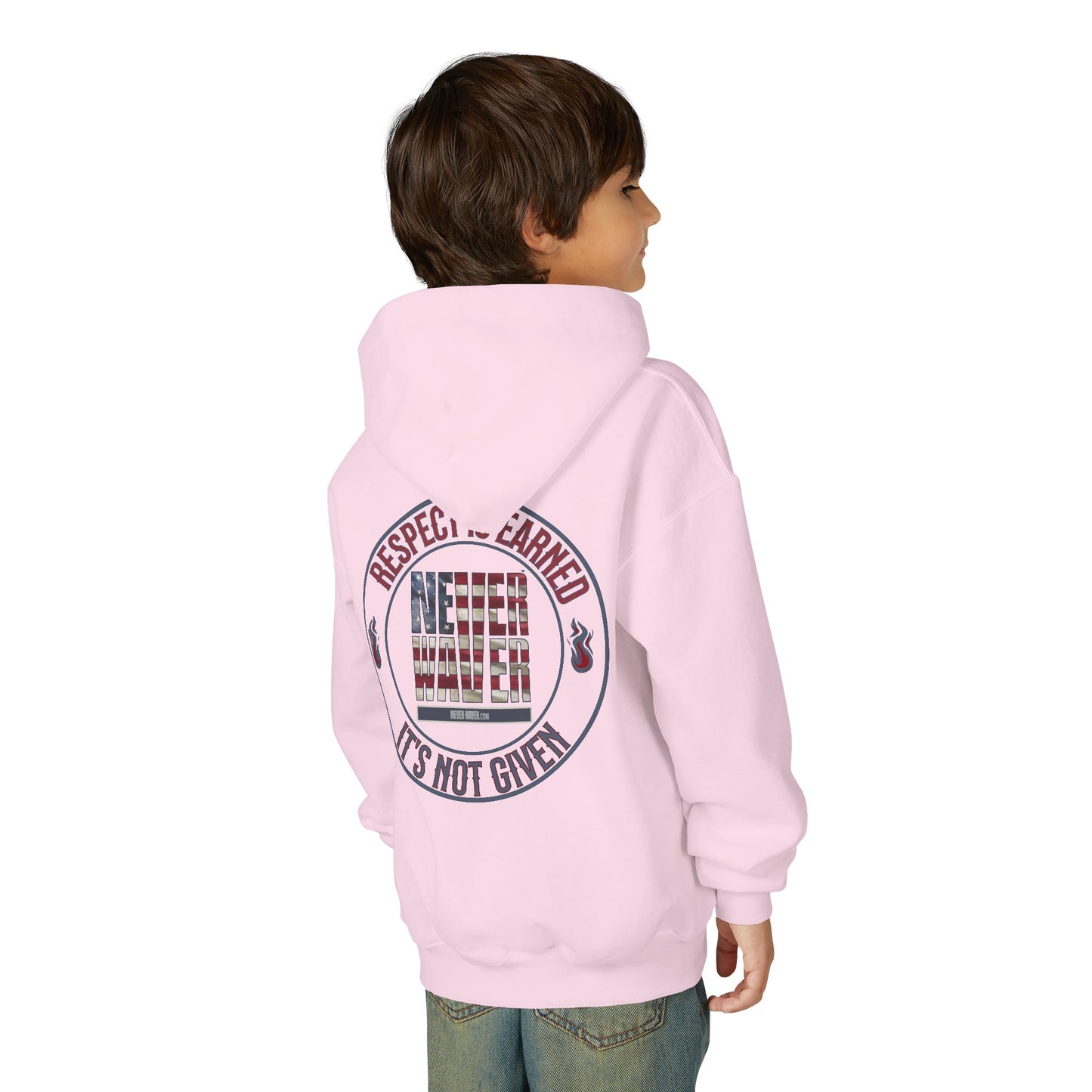 Youth Heavy Blend Hoodie - "Respect is Earned Never Waver It's Not Given" Motivational Sweatshirt