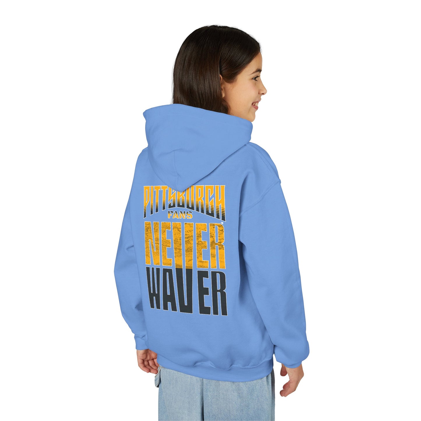 Pittsburgh Fans Never Waver Youth Heavy Blend Hooded Sweatshirt