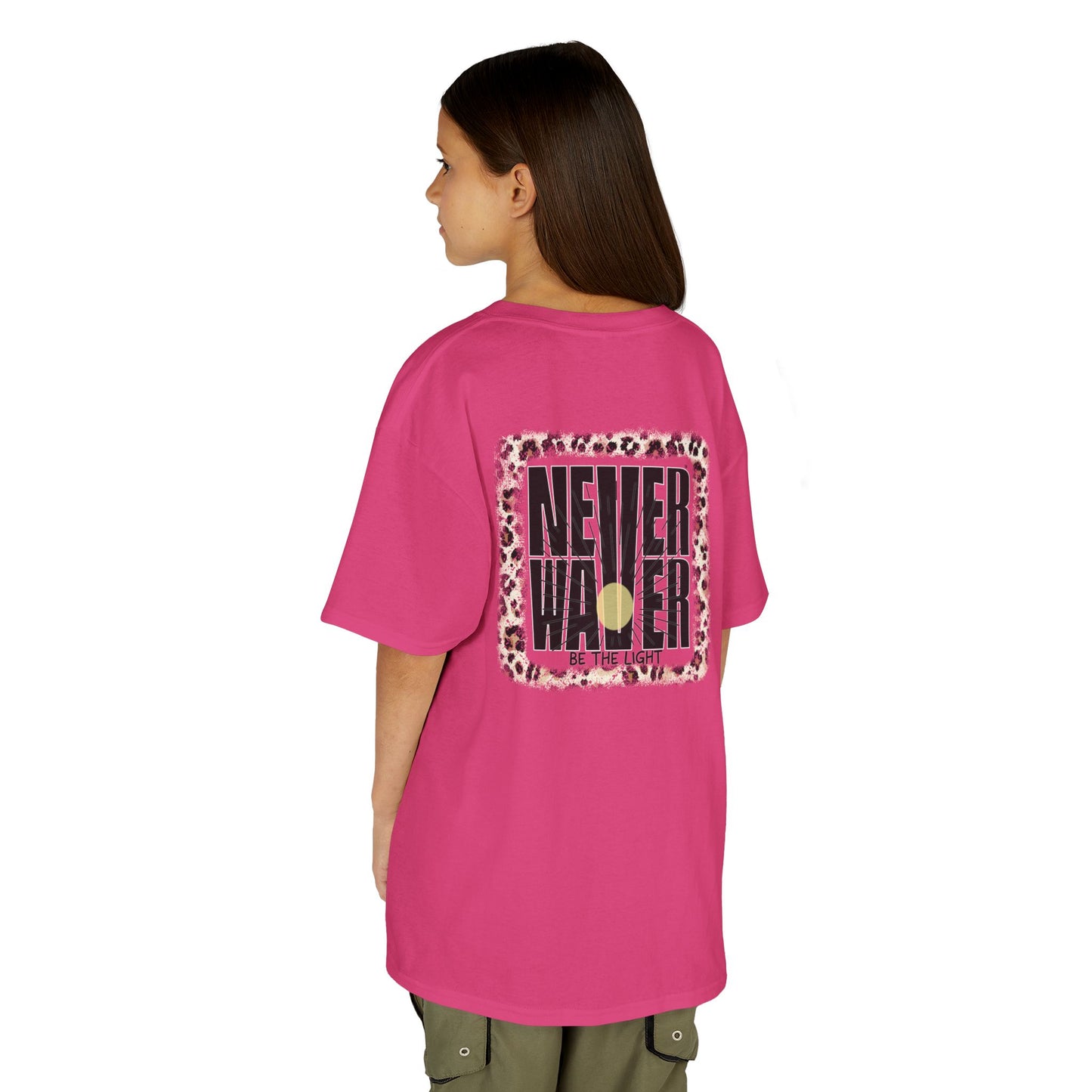 NEVER WAVER Be The Light Design - Stylish, Comfortable Everyday Wear Kids Heavy Cotton™ Tee
