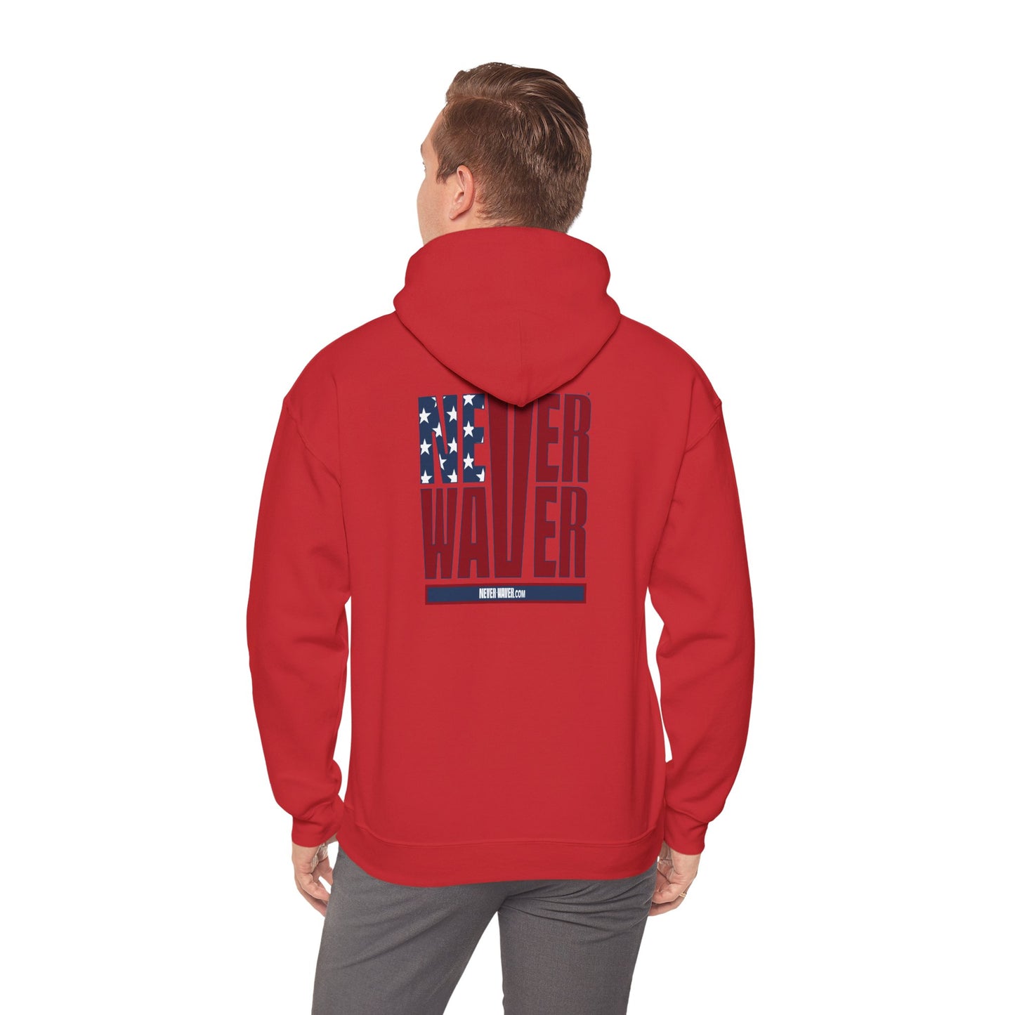 Never Waver Stylized Flag DesighnPatriotic Unisex Heavy Blend Hoodie