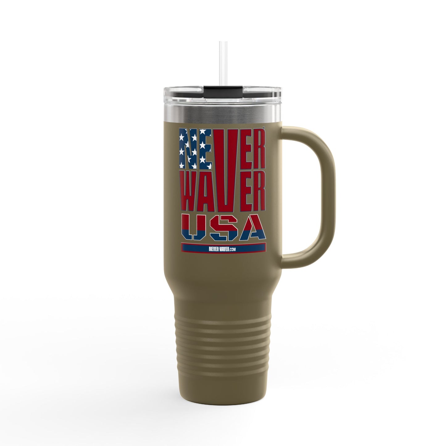 Never Waver USA Insulated Travel Mug, 40oz