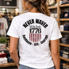 NEVER WAVER® 1776 | We the People 250-Year Anniversary Tee - Ladies V-neck by Never Waver