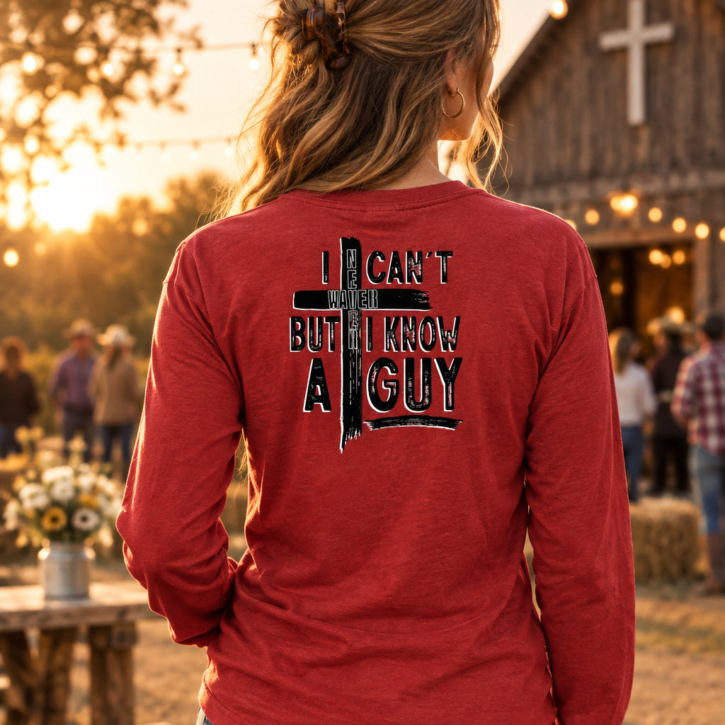 I Can't, But I Know a Guy | Christian Long-Sleeve Tee | Never Waver® by Never Waver